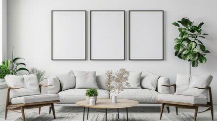 Luxury Living Space with Stylish Sofa and Frame Art