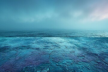 Fantasy seascape with frozen sea and sky,   rendering
