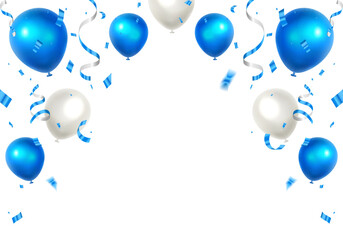 Celebration party banner with Blue color balloons background. Sale Vector illustration. Birthday, Holiday,