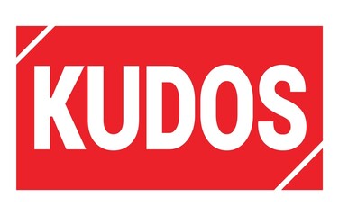 KUDOS text written on red stamp sign.