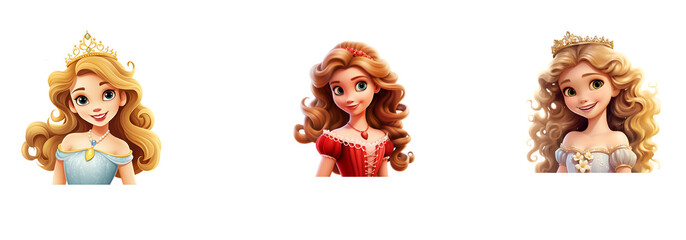 Naklejka premium cute girl Cartoon style red dress with long hair on transparent background cutout, PNG file. Many assorted lockup