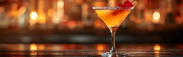 Luxurious orange cocktail with cherry garnish, luxury cocktails at exclusive bar, negroni, martini exclusive selection,Luxurious Orange Cocktail with Cherry Decoration: Exclusive Bar Delights in 4K HD