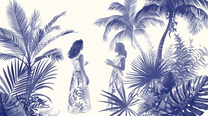 Silhouettes of two individuals surrounded by tropical foliage, giving the impression of an interview or conversation.