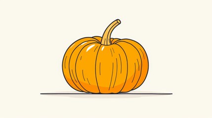 A digital illustration of a bright orange pumpkin with a prominent stem isolated on a plain background.