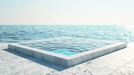 Obraz premium This 3D-rendered illustration depicts a swimming pool, showcasing a square piece of water.