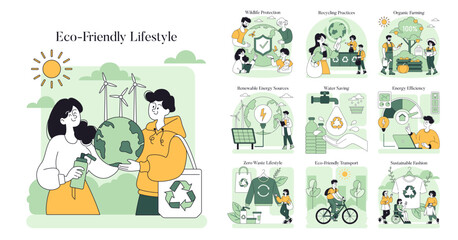 Eco Friendly Lifestyle. Flat Vector Illustration