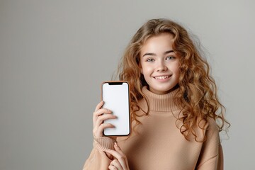 Naklejka premium Portrait Nice Girl with Smart phone