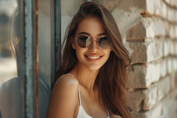 Fototapeta premium Portrait Nice Cheerful Cute Slim Fit Perfect Figure