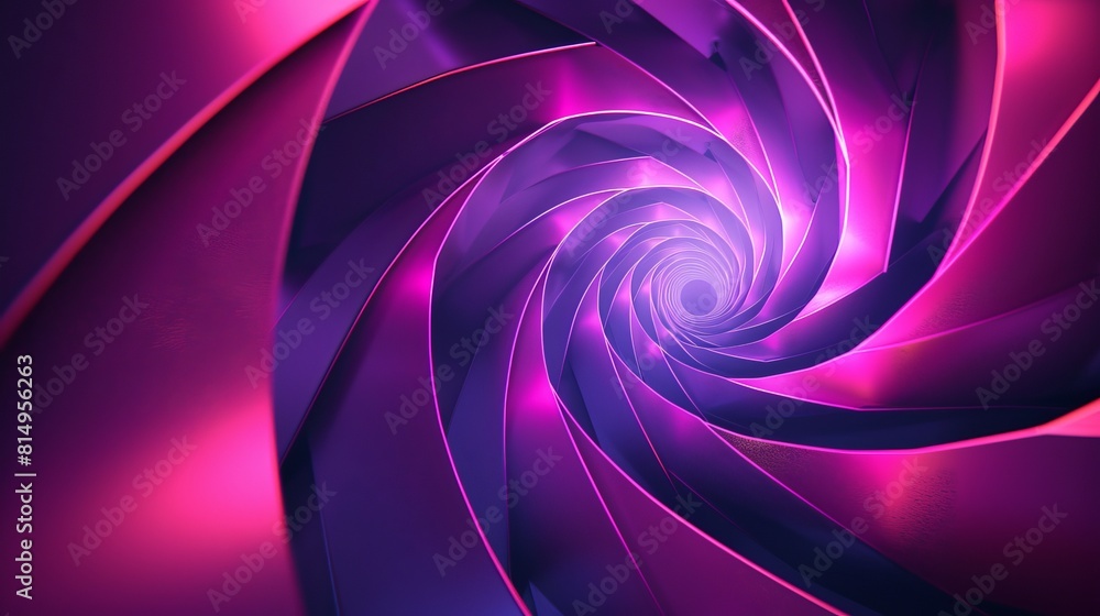 Wall mural this graphic design features an abstract illusion of a spiral, composed of pink and violet neon line