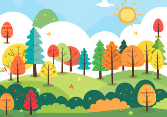Naklejka premium autumn landscape with trees