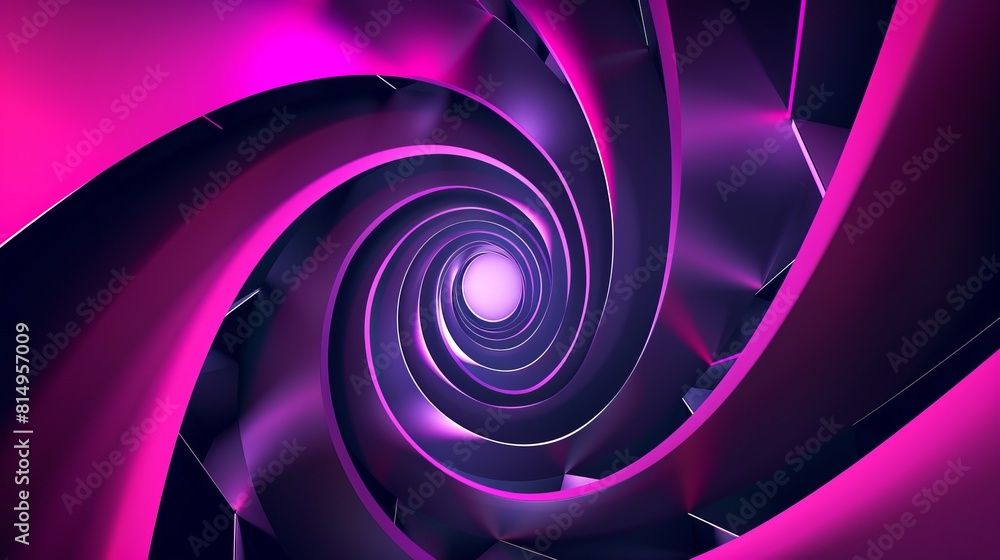 Wall mural this graphic design features an abstract illusion of a spiral, composed of pink and violet neon line
