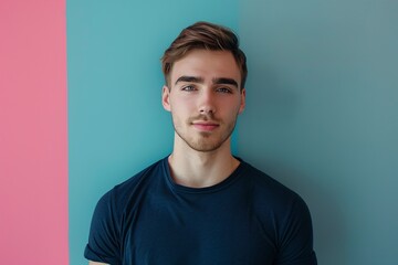 Fototapeta premium Portrait of handsome young man and space for text