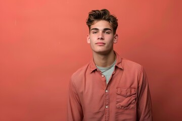 Fototapeta premium Portrait of handsome young man and space for text
