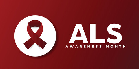 Als Awareness Month. Great for cards, banners, posters, social media and more. Red background.  