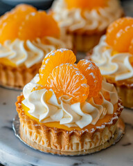 tangerine  cake  With Whipped Cream and  Slices