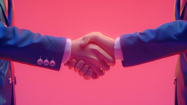 An illustration of senior business partners shaking hands, symbolizing a successful agreement.