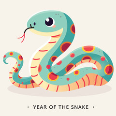 Fototapeta premium Year of the snake, flat art vector design