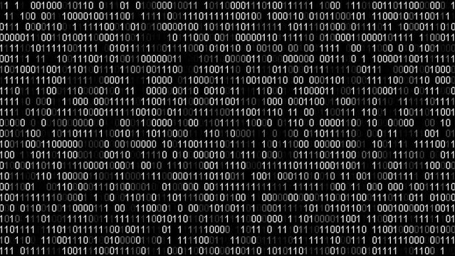 Binary code numbers sequence animation