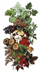 Art Deco of Discuss the cultural significance of foraging for wild ingredients in Danish food culture.,isolated on transparent png background