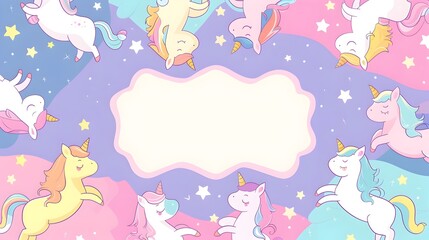 Whimsical Pastel Unicorns Frolicking in a Starry Night Sky