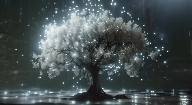 the flickering life of a digital tree, its code withering away,
