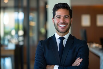 Fototapeta premium Smiling elegant confident young professional Latino