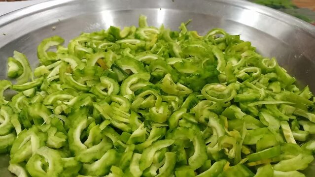 bitter gourd cut into smaller slices