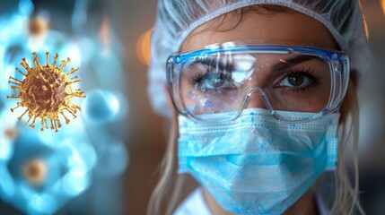 Healthcare Worker in Protective Gear Against Virus