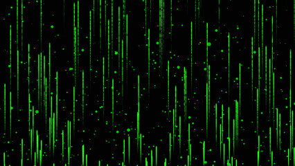 Obraz premium Abstract green clean, soft and shiny particle moving up on black background. Abstract circle beautiful dot motion design