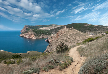 Crimean peninsula. Black Sea coast, Balaklava, great Sevastopol health trail
