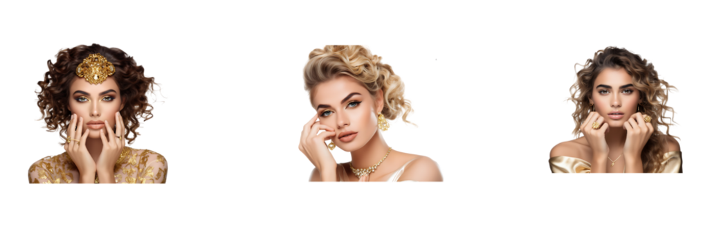 Beautiful woman with long golden hair on transparent background cutout, PNG file