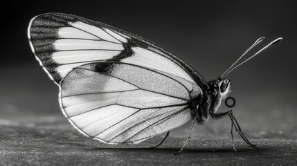 butterfly atop wood, wings spread expansively