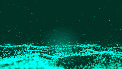 abstract blue dot wave and dust particles flying background, Motion of digital data flow. Big data background concept.