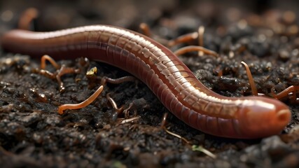 close up of a worm on the ground