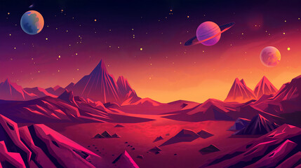Night space game background, Illustration