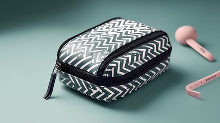 **A compact and portable makeup bag with a stylish pattern