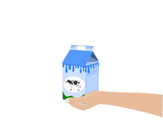 Milk carton on white background.