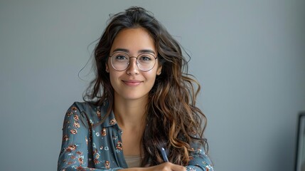 Employer branding coordinator designing promotional materials for an upcoming recruitment campaign, isolated on white