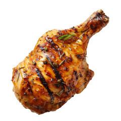 Tasty grilled chicken leg on transparent background, png file, detailed, BBQ food, graphic design, graphic resource. 