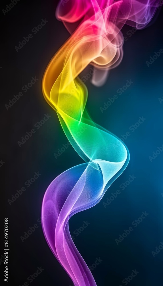 Poster colorful audio waveform spectrum on dark background for visually striking sound visualization
