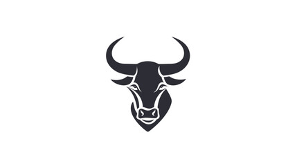 clean modern minimalist vector logo of a bull on white background