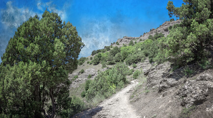 Crimean peninsula. Black Sea coast, Balaklava, great Sevastopol health trail
