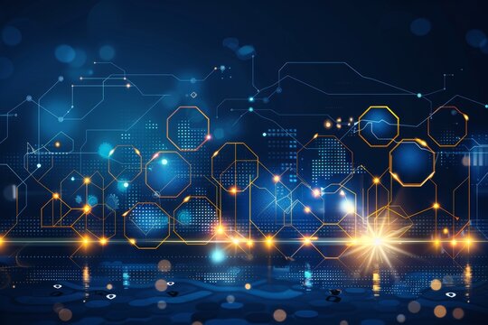 Abstract blue hexagon technology pattern futuristic digital geometric background design