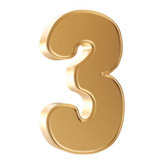 Gold 3D Number 3