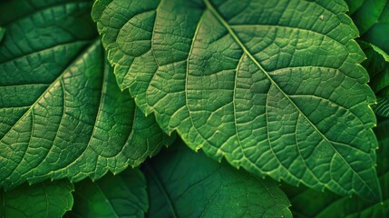Obraz premium Leaf Texture. Close-up Green Leaf Veins in Bright Nature Background