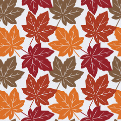 Autumn Leaves Seamless Pattern, Fall Background.