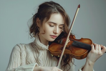 Beautiful young woman playing her violin - Powered by Adobe