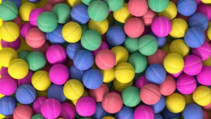 A pile of cricket balls

