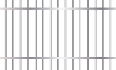 Set of realistic prison metal bars isolated on white background. Iron jail cage. Prison fence jail. Template design for criminal or sentence.  vector illustration. EPS 10
