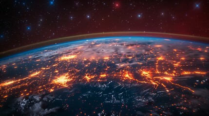 A vibrant display of city lights blankets the Earths surface against the backdrop of outer space.